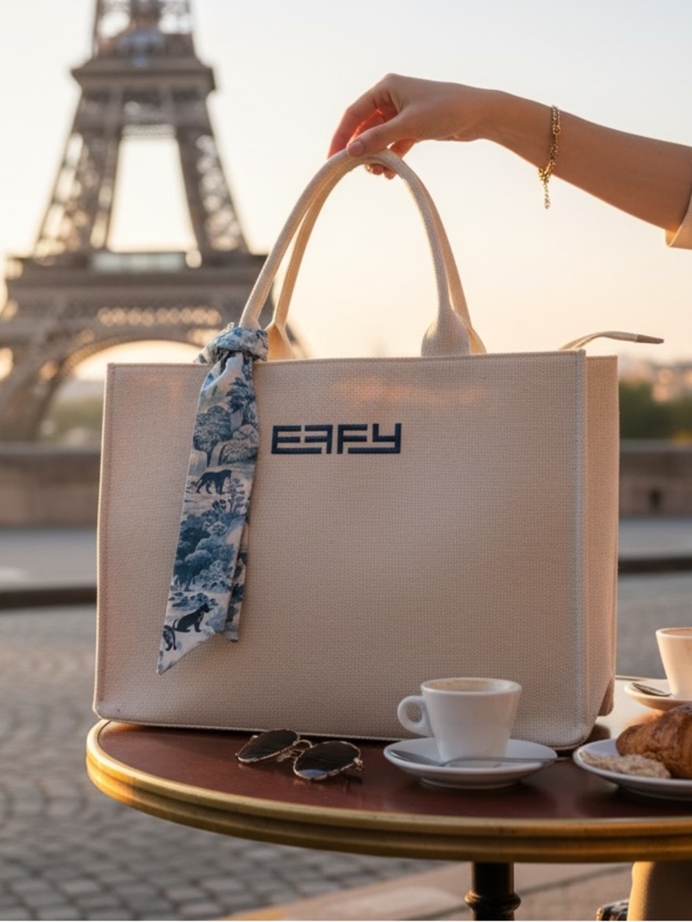 Effy canvas tote bag with scarf inside is a beautiful animal print